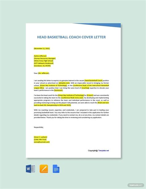 Letter Of Interest For Coaching Position Sample Coaching Sample Cover