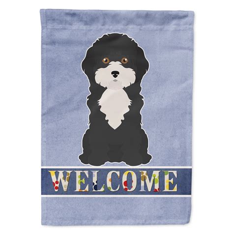 Carolines Treasures CK3689GF Black And White Cyprus Poodle Welcome Flag