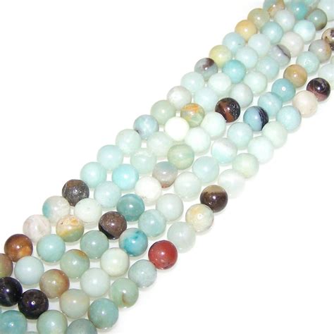 Strand Of Mm Round Semiprecious Gemstone Beads Amazonit