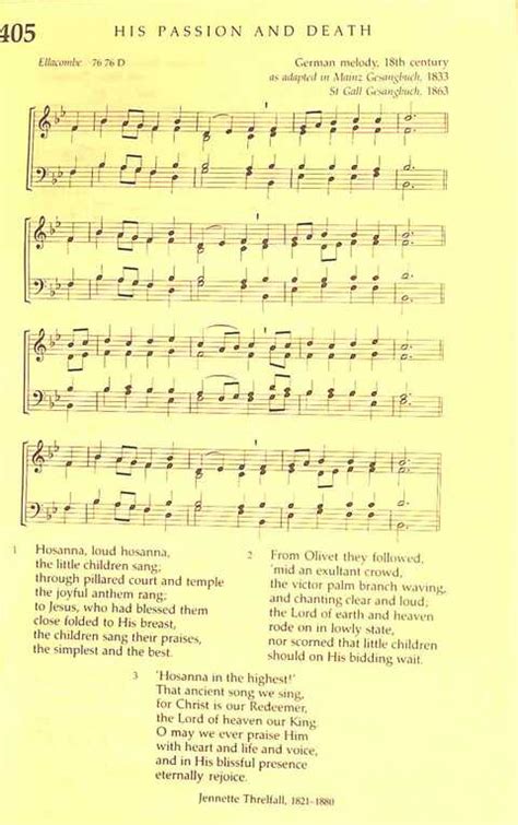 The Irish Presbyterian Hymbook Hosanna Loud Hosanna Hymnary Org