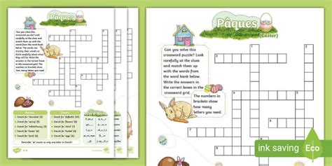 French Differentiated Easter Crossword Teacher Made