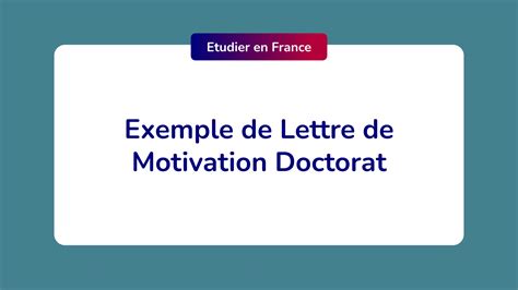 Exemple lettre de motivation Doctorat Exemple Gratuit à télécharger