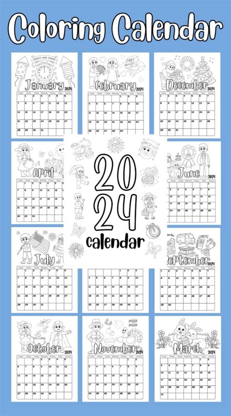 2024 Coloring Calendar for Kids - My Pinterventures