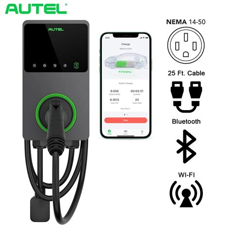 Autel 40a 240v 96kw Wifi Rfid Enable Smart Evse Level 2 Home Ev Charger J1772 Wallbox Electric