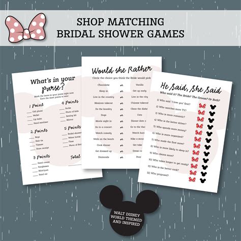 Disney Inspired Bridal Shower Games Bundle Printable Party Games