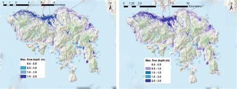 Flood maps over Hong Kong Island under storms with intensities of 29% ...