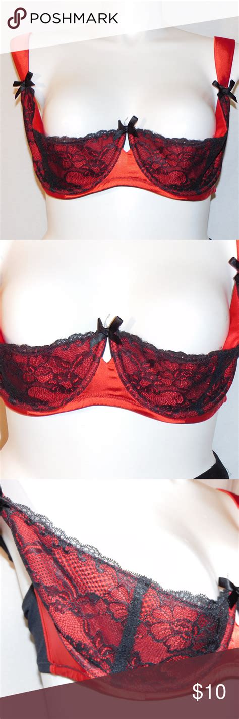 44dd Cacique Lane Bryant Red Black Quarter Cup Bra Quarter Cup Bra Black Lace Bra Black And Red