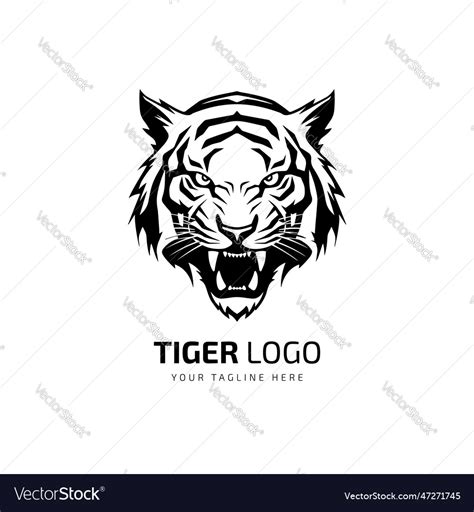 Tiger head silhouette of a head isolated Vector Image