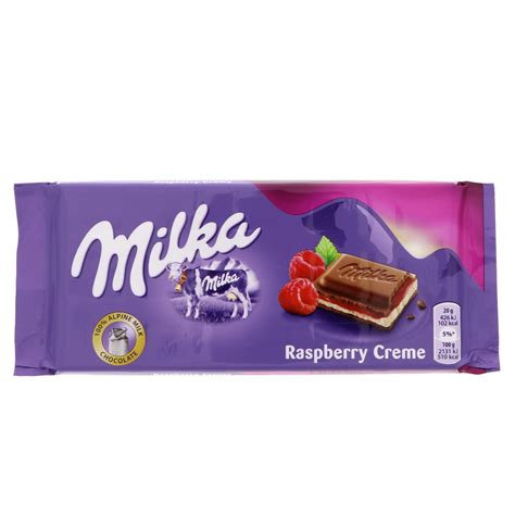 Milka Raspberry Creme Chocolate 100g Covrd Chocobarsandtab Lulu Uae