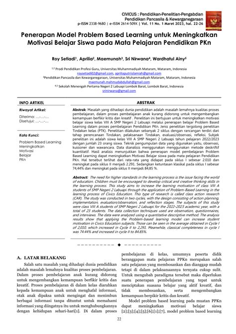 Pdf Penerapan Model Problem Based Learning Untuk Meningkatkan