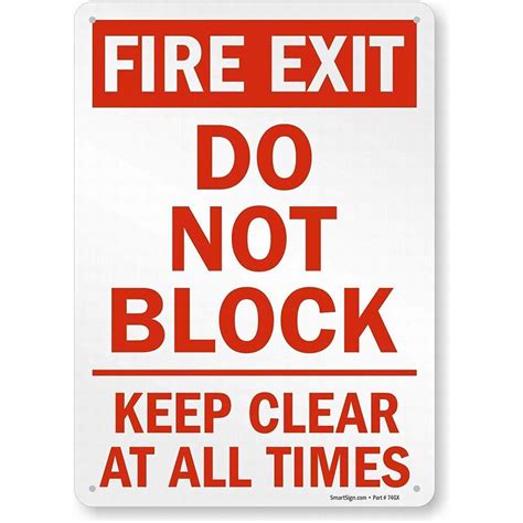 Safety Sign Fire Exit Do Not Block Keep Clear At All Times Wall Art Warning Caution Tin Signs