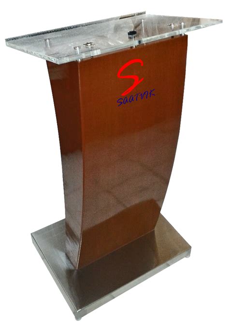 Brown Teak Wooden And Acrylic Podium Sp 634 Size 18 X 24 X 44 Warranty