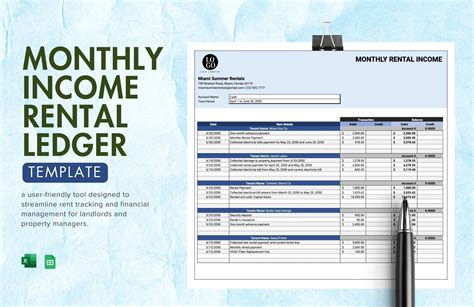 Monthly Rental Income Ledger Template in MS Excel, Google Sheets ...