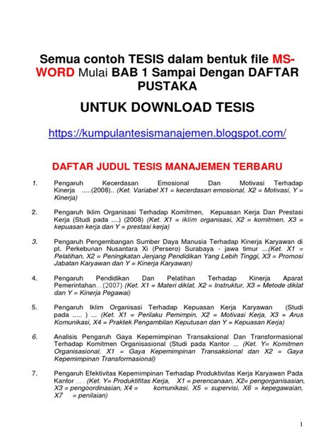 Contoh Tesis Manajemen Sdm Terbaru Pdf