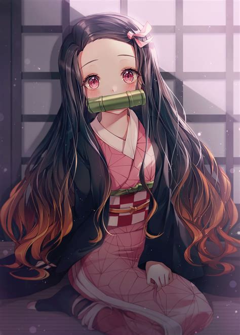 Anime Girls Kamado Nezuko Vertical Portrait Display Kimetsu No Yaiba Anime Artwork