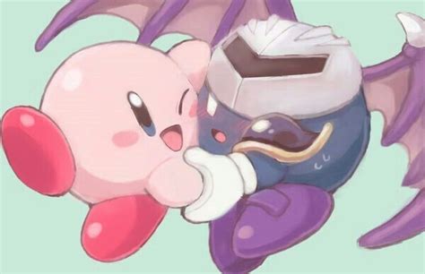 Kirby, Meta Knight, mask, unveiled, unmasked, blushing, cute; Kirby ...