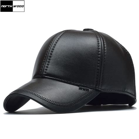 [NORTHWOOD] Winter PU Leather Baseball Caps Men Solid Snapback Leather ...