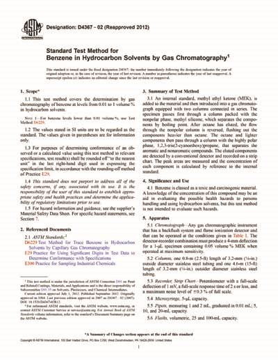 ASTM D Standard Test Method For Benzene In Hydrocarbon 40500 Hot Sex