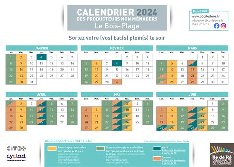 CALENDRIER 2024 DES PRODUCTEURS NON MÉNAGERS LE BOIS PLAGE EN RE