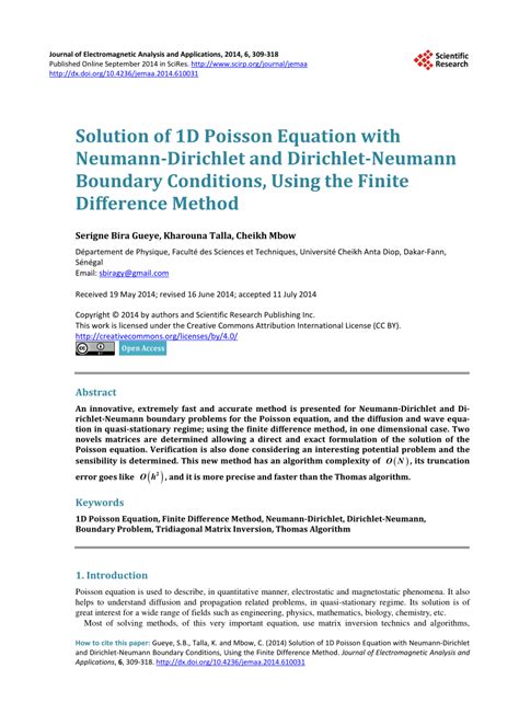 PDF Solution Of 1D Poisson Equation With Neumann Dirichlet And