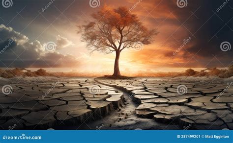 Photo Of A Solitary Tree Standing In A Barren And Desolate Landscape