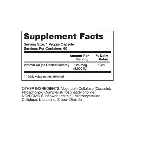 Liposomal Vitamin D3 5000 Iu 60 Veggie Caps Lewis Labs