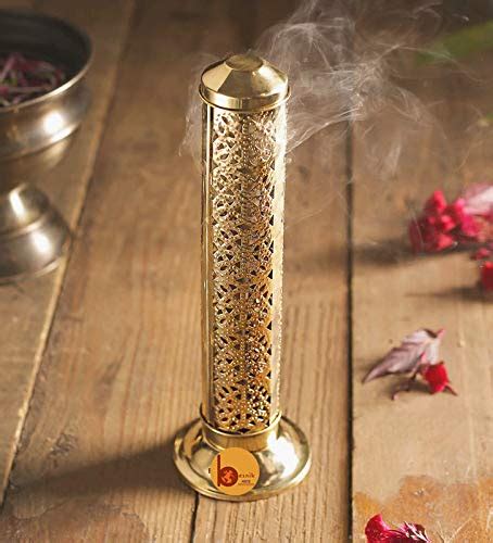 Besnik Arts Pure Brass Embossed Design Agarbatti Stand Incense Stick Stand Holder With Dust And