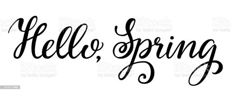 Hand Drawn Lettering Hello Spring Stock Illustration Download Image