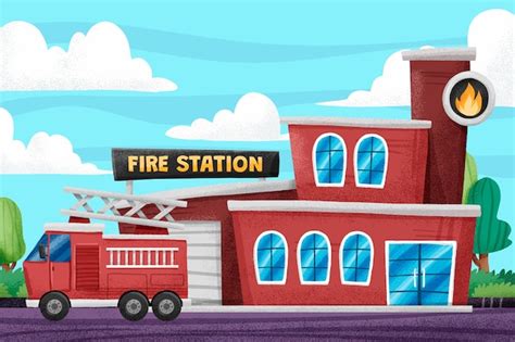 Free Vector | Hand drawn fire station