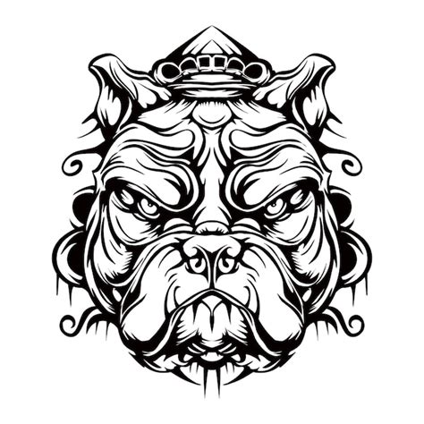 Premium Vector | Angry bulldog silhouette outline drawing