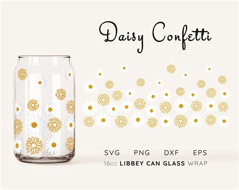 Daisy Libbey Glass Svg Flower Beer Can Glass Svg Libbey Glass Can Wrap