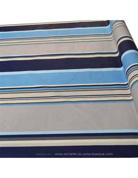 Nappe Toile Enduite Rayure Bleu Basque Tissu Enduit Au M Tre Biarritz