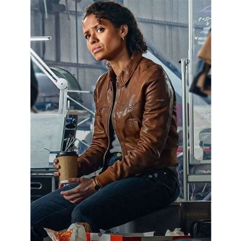 Movie Lift Gugu Mbatha Raw Brown Leather Jacket