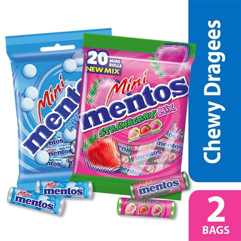 Mini Mentos Mint 20s And Strawberry Mix 20s Bundle 2 Bags Shopee