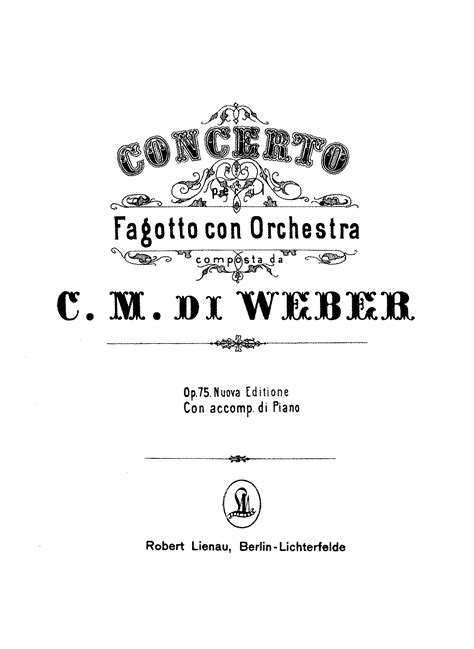 Bassoon Concerto In F Major Op 75 Weber Carl Maria Von IMSLP