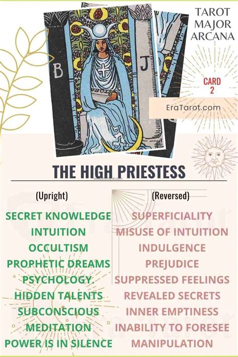 The High Priestess Tarot Card Meaning Major Arcana Card Number 2