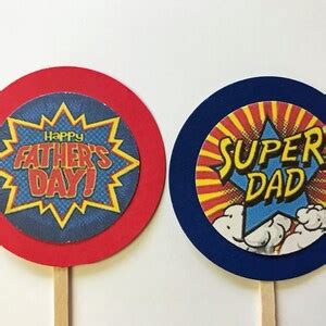 Father S Day Super Dad Cupcake Toppers Etsy