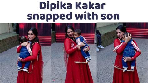 Dipika Kakar Clicked On Jhalak Dikhhla Jaa Sets With Son Ruhaan Duo