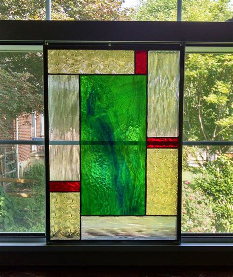 Geometric Stained Glass Window Panel Privacy Screen Etsy Stained