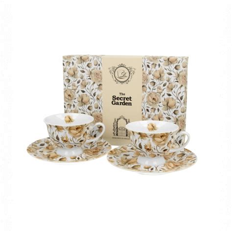 Filiżanki do espresso porcelanowe ze spodkami DUO FLORAL EXCLUSIVE 2szt