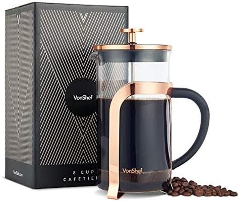 Vonshef Cup Cafetiere L French Press Heat Resistant Borosilicate