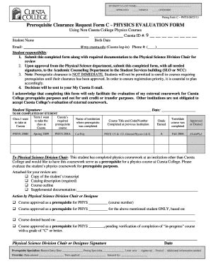 Fillable Online Form C Cuesta College Fax Email Print Pdffiller