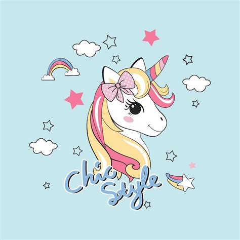 Hermoso Ilustrador De Vector De Cabeza De Unicornio Vector Premium