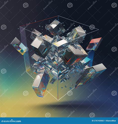 Geometric Cubic Shape With Ravishing Spectrum Of Prismatic Color Stock