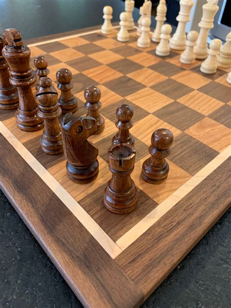 Hardwood Chess Board Cherry Walnut And Maple Handmade Etsy