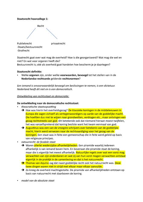 Staatsrecht Les 1 HC Staatsrecht Hoorcollege 1 Recht Publiekrecht