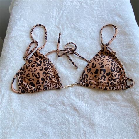 Vix Swim New Vix Leopard Print Triangle String Bikini Top