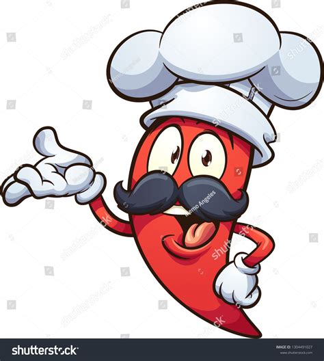 Cartoon Red Chili Pepper With A Chef Hat Clip Art Vector Illustration