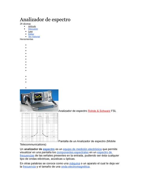 Analizador de espectro En otras palabras se conoce como una máquina o