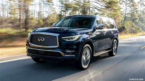 Infiniti QX80 2018MY Color Hermosa Blue Front Three Quarter